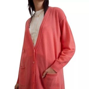 Anthropologie X Pilcro - Kelly Coral 100 Cashmere Hot Pink Oversized Cardigan XS
